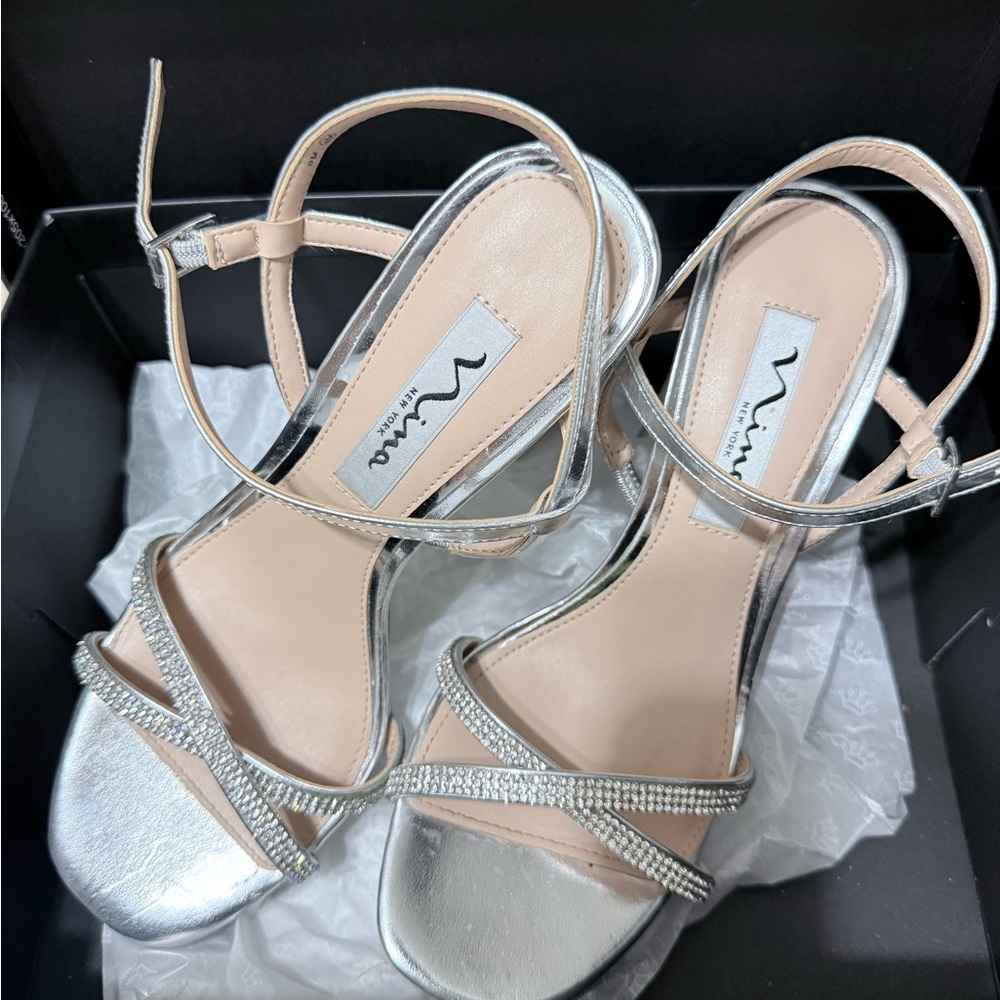 Nina Silver Strappy Heels
